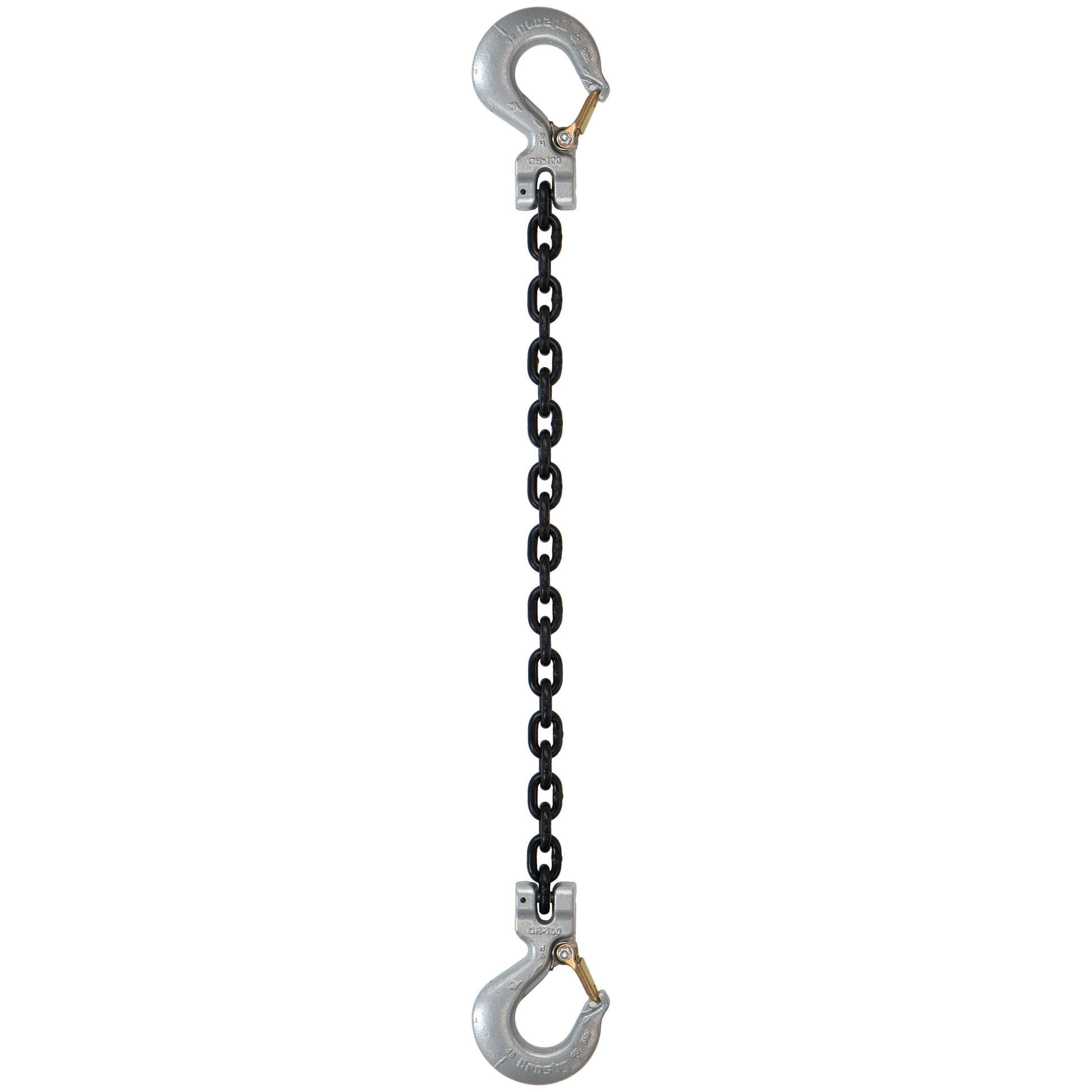 5/16" x 16' - Domestic Single Leg Chain Sling w/ Crosby Sling & Sling Hooks - Grade 100