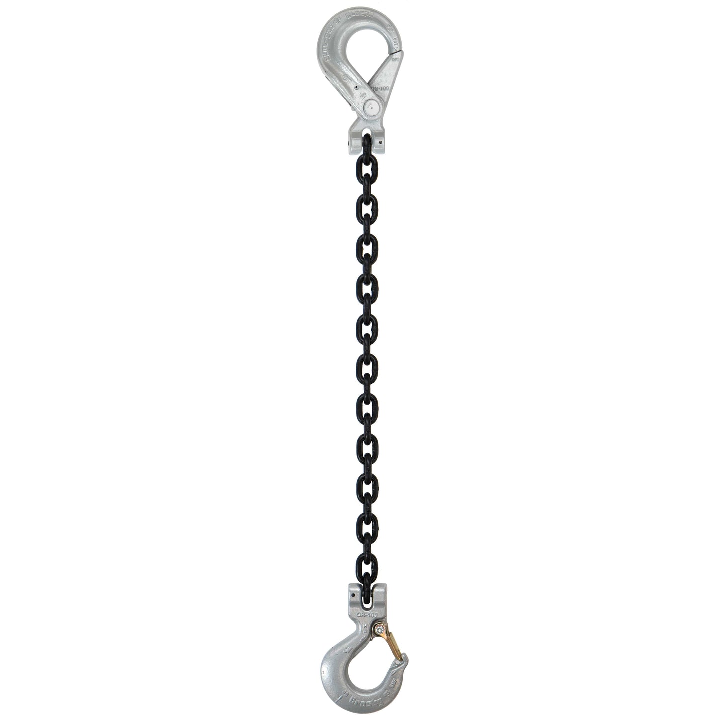 38 inch x 5 foot Domestic Single Leg Chain Sling w Crosby Sling & SelfLocking Hooks Grade 100 image 1 of 2