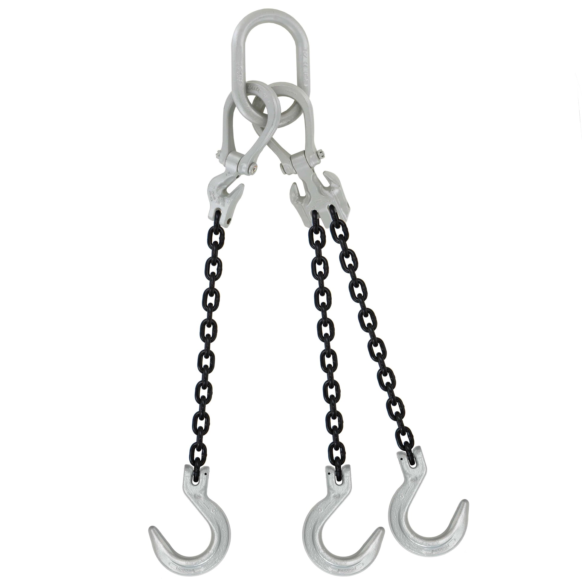 12 inch x 10 foot Domestic Adjustable 3 Leg Chain Sling w Crosby Foundry Hooks Grade 100 image 1 of 2