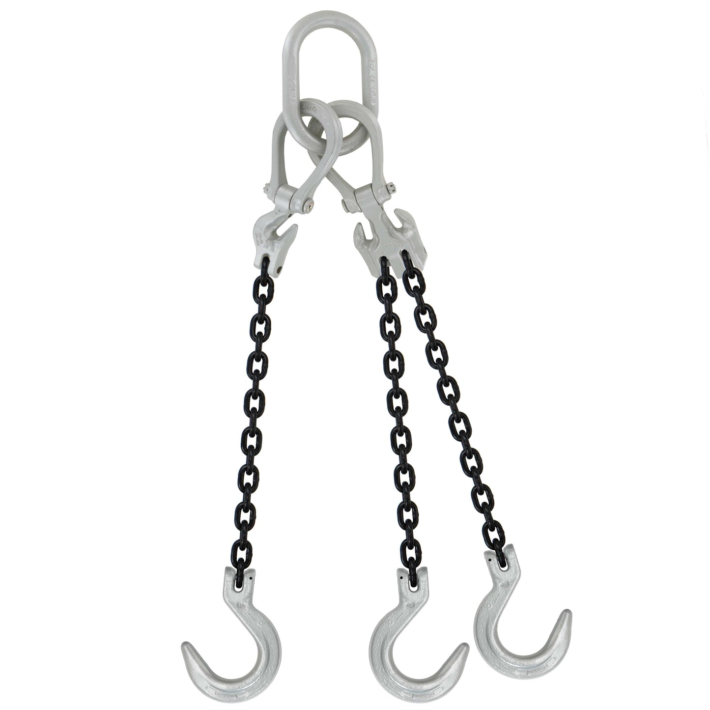 12 inch x 5 foot Domestic Adjustable 3 Leg Chain Sling w Crosby Foundry Hooks Grade 100 image 1 of 2