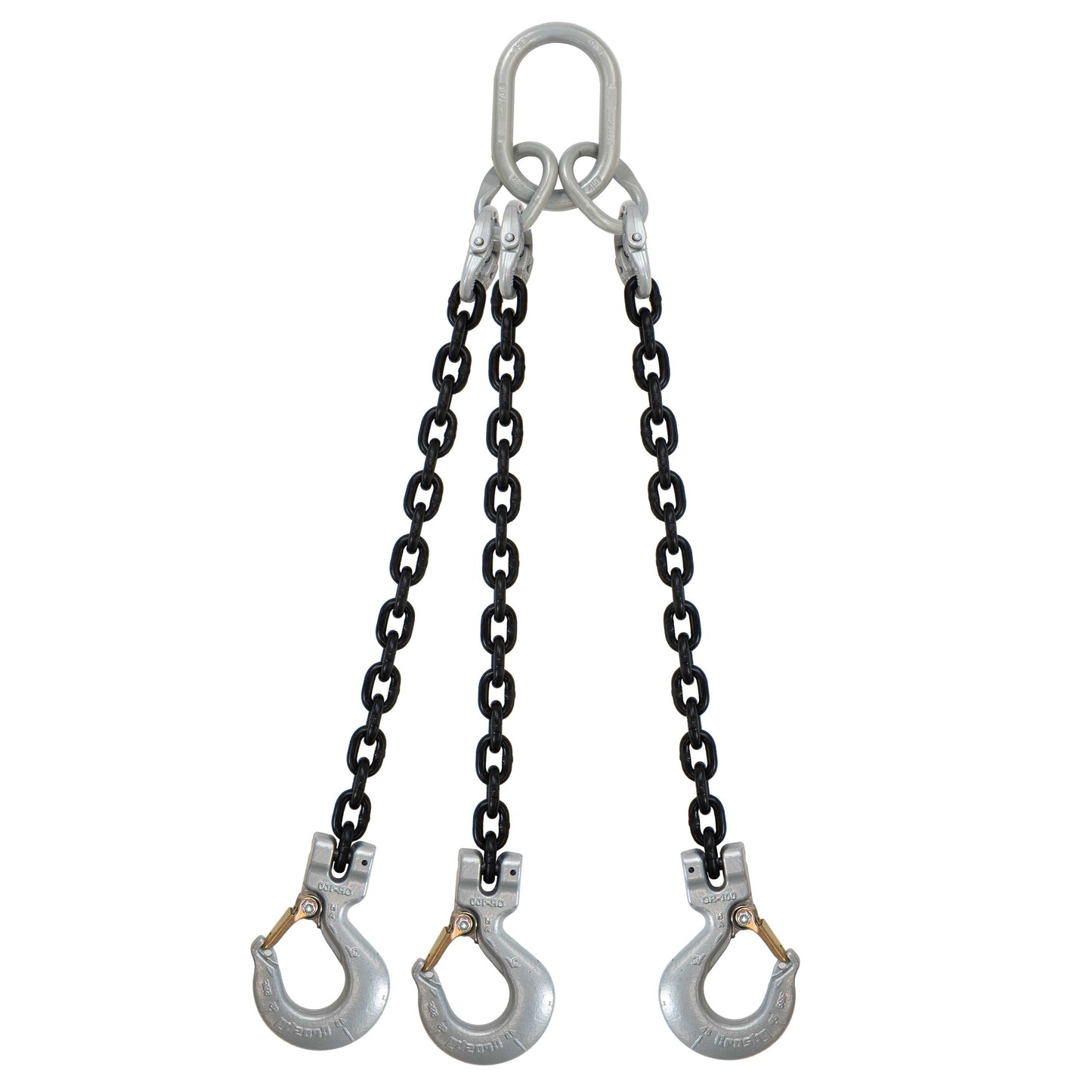 38 inch x 14 foot Domestic 3 Leg Chain Sling w Crosby Sling Hooks Grade 100 image 1 of 2