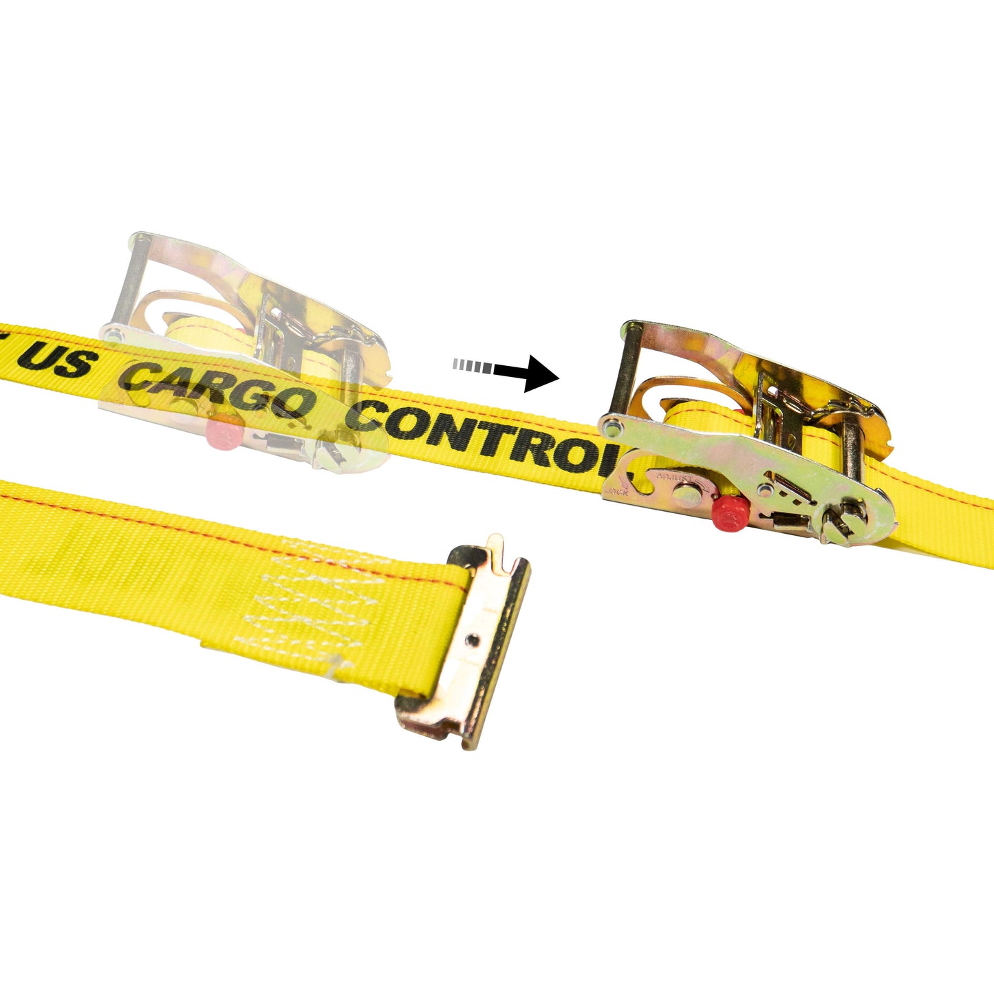 2 inch x 12 foot Yellow Sliding E Track Ratchet Strap w Spring EFittings image 1 of 9