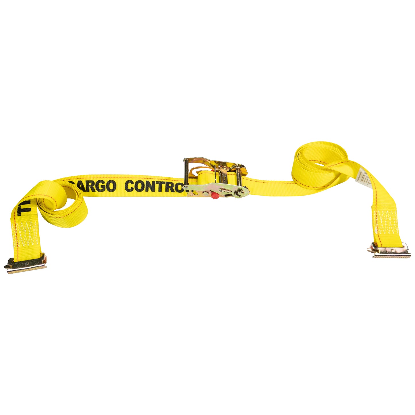 2 inch x 12 foot Yellow Sliding E Track Ratchet Strap w Spring EFittings image 2 of 9
