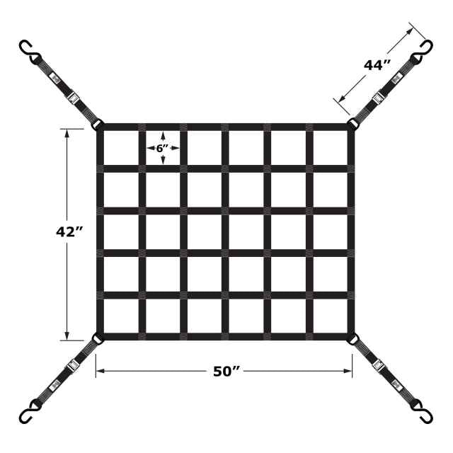 42 inch x 50 inch Extra Short Bed Truck Cargo Net with Cam Buckles & SHooks image 4 of 9