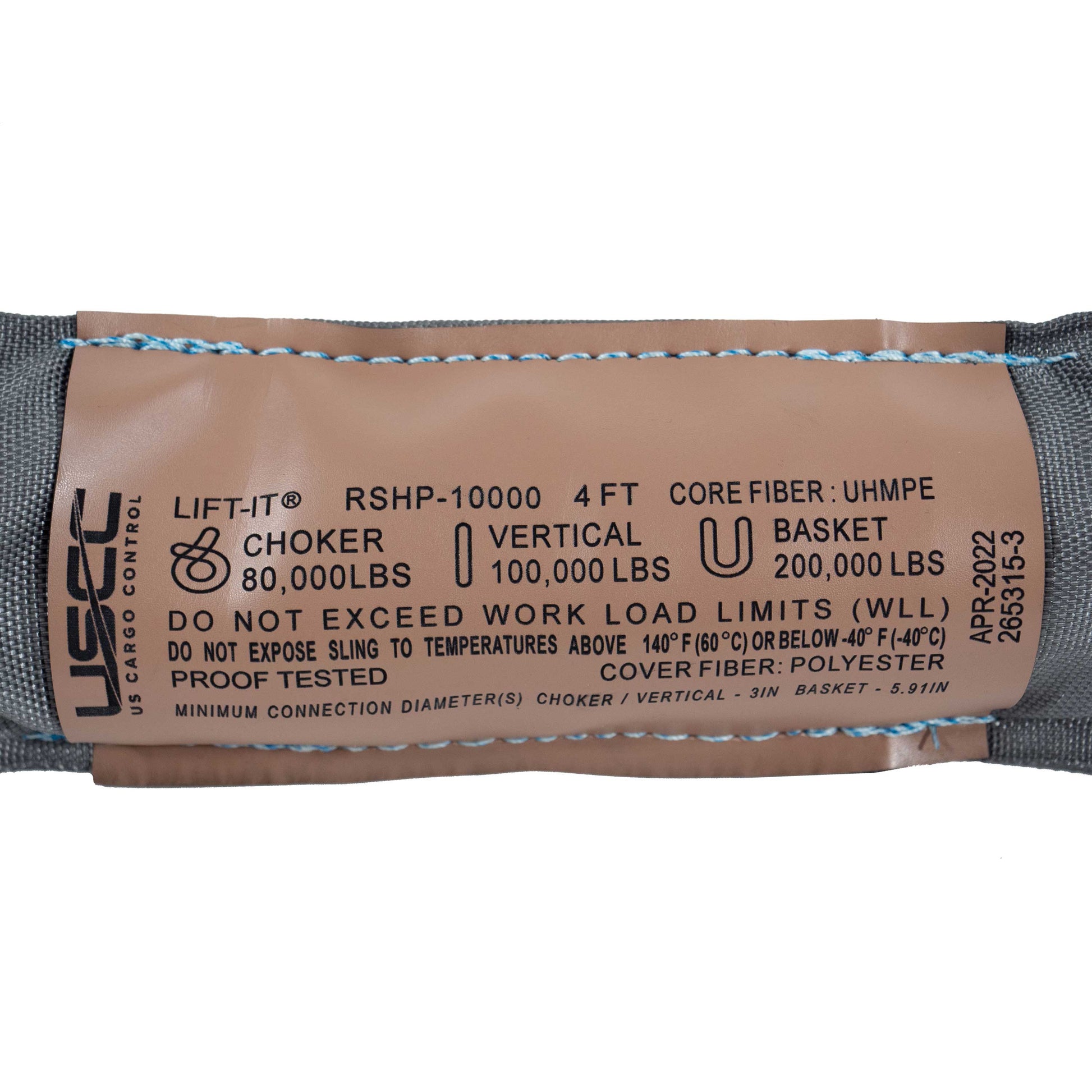 8' x 5" High Performance Round Sling | Vertical Cap: 100,000 lbs. tag