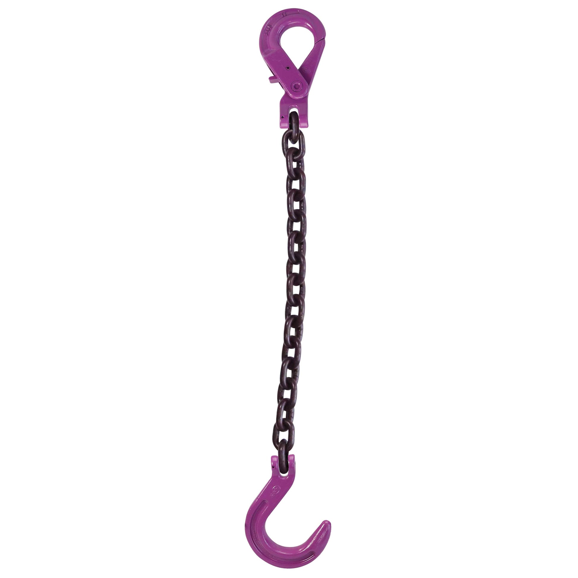 12 inch x 3 foot Single Leg Chain Sling w SelfLocking Foundry Hooks Grade 100 image 1 of 2