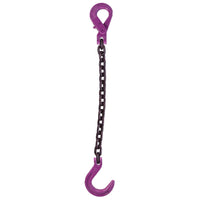 12 inch x 8 foot Single Leg Chain Sling w SelfLocking Foundry Hooks Grade 100 image 1 of 2