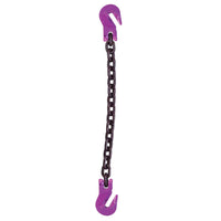 12 inch x 8 foot Single Leg Chain Sling w Grab & Grab Hooks Grade 100 image 1 of 2