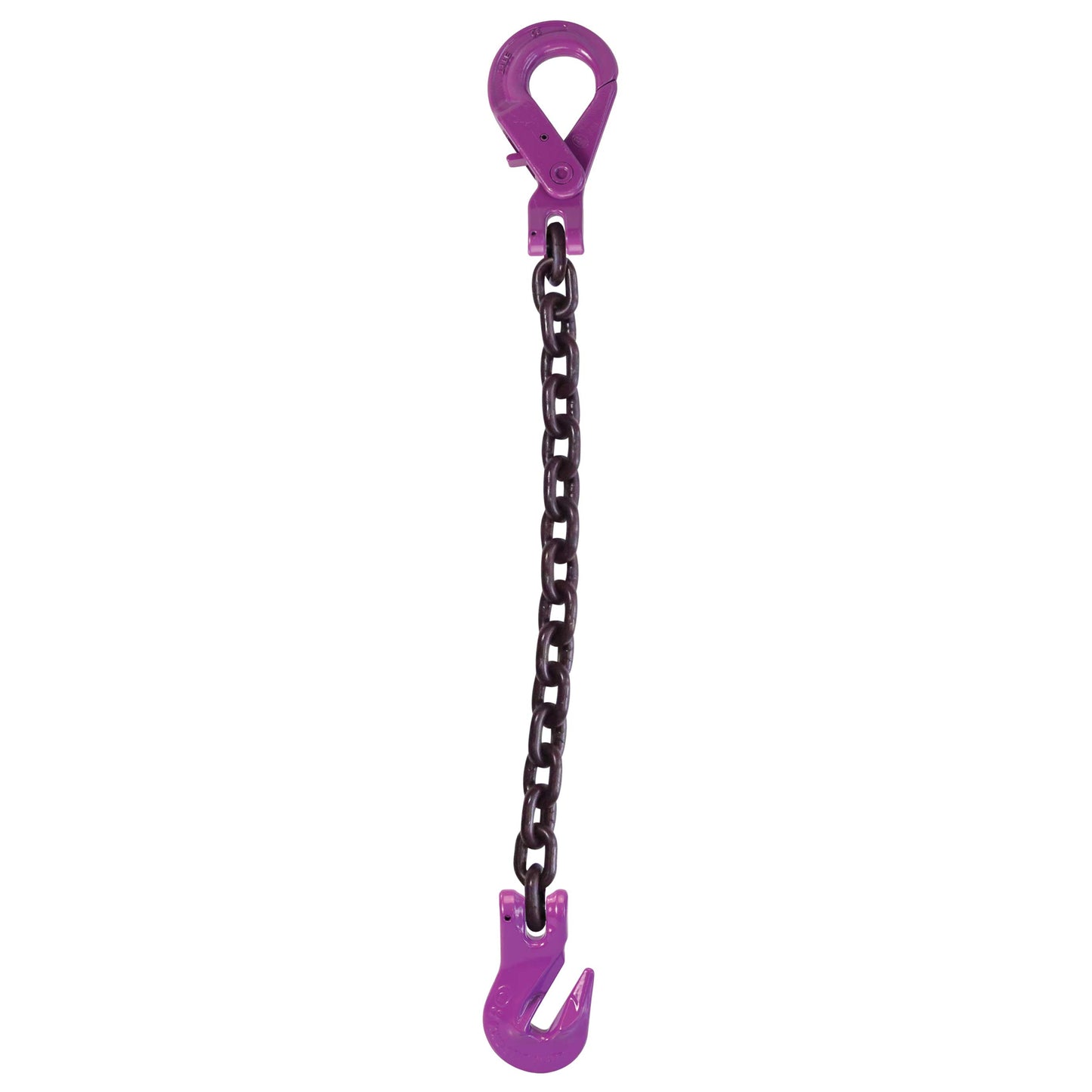 38 inch x 12 foot Single Leg Chain Sling w Grab & SelfLocking Hooks Grade 100 image 1 of 2