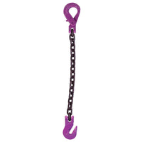 58 inch x 3 foot Single Leg Chain Sling w Grab & SelfLocking Hooks Grade 100 image 1 of 2