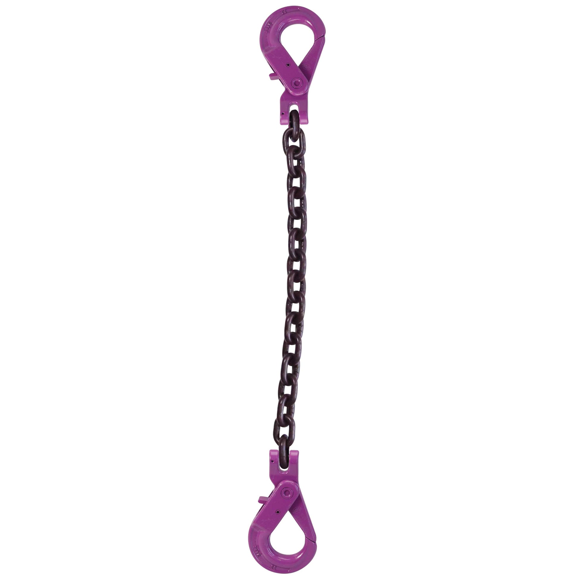 12 inch x 16 foot Single Leg Chain Sling w SelfLocking & SelfLocking Hooks Grade 100 image 1 of 2