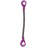 12 inch x 8 foot Single Leg Chain Sling w SelfLocking & SelfLocking Hooks Grade 100 image 1 of 2