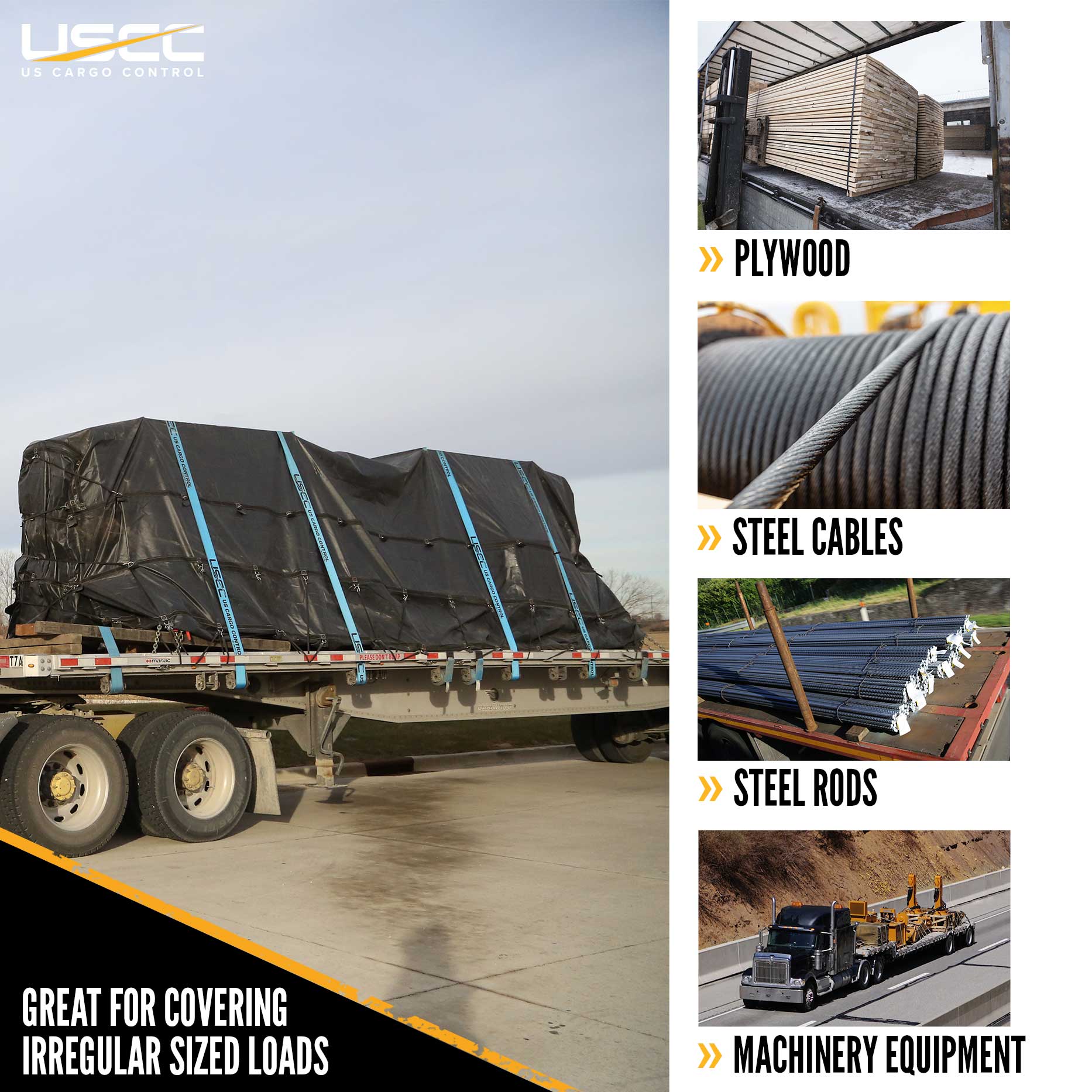 load tarp US CARGO CONTROL 24 ft x 24 ft Tarp, Black, LMT2424-BLK