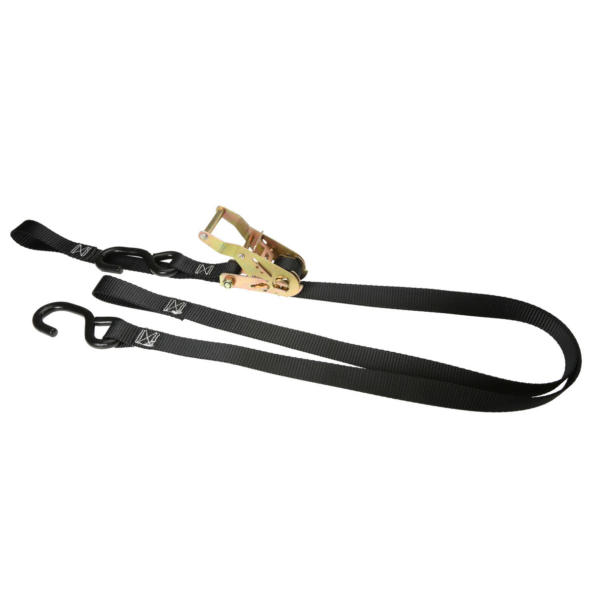 1" x 7' Motorcycle Ratchet Strap with Handlebar Strap & S-Hooks