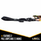 1" x 7' Motorcycle Ratchet Strap with Handlebar Strap & S-Hooks