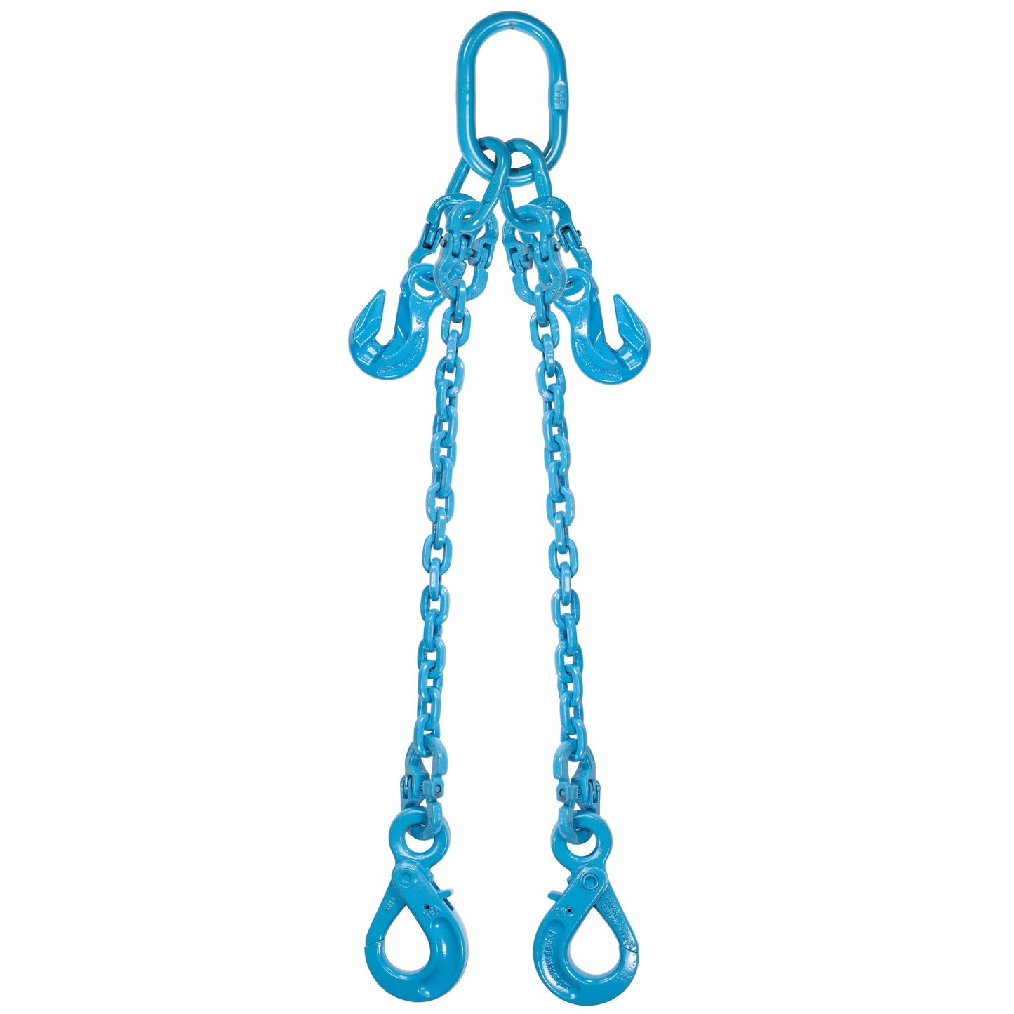 12 inch x 10 foot Pewag Adjustable 2 Leg Chain Sling w SelfLocking Hooks Grade 120