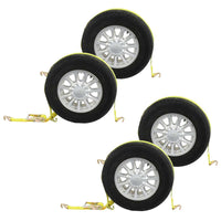 Car Carrier Tire Wheel Strap w Wire Hooks & Ratchet 4 Pack image 1 of 8