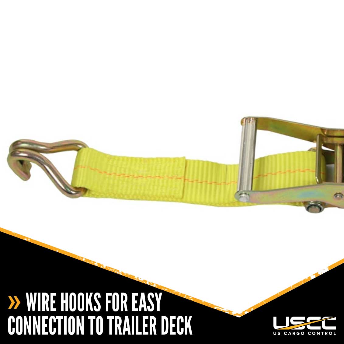 US Cargo Control WNTH31J Race Car Tie Down Strap with Wire Hooks & Rat