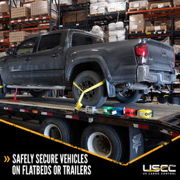 4-Pack Wheel Tie Down Straps With Ratchet - 12,000 Lb Strength For Car Hauling