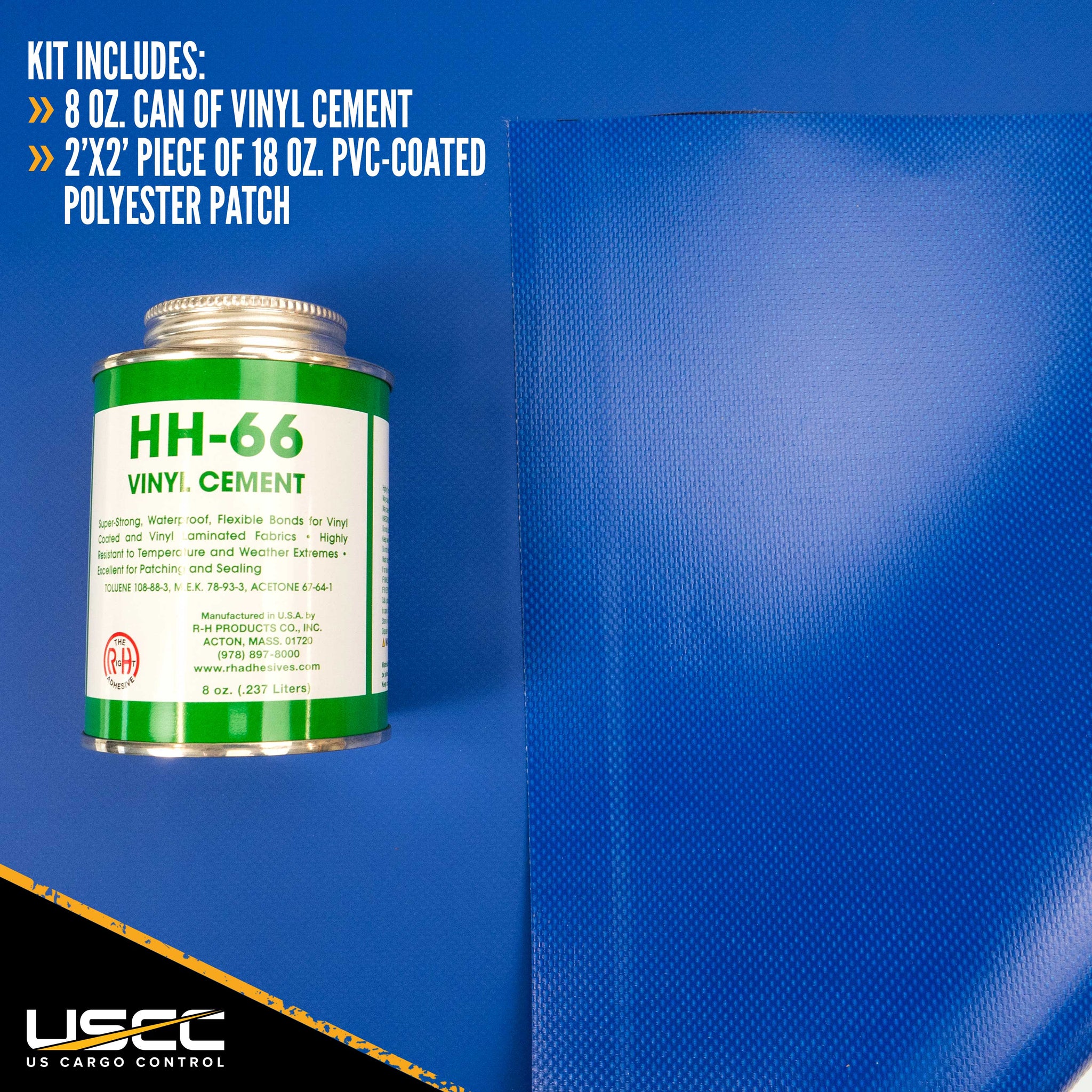 Tarp Repair Kit Blue 2'x2' Heavy Duty Flatbed Tarp and Vinyl Cement