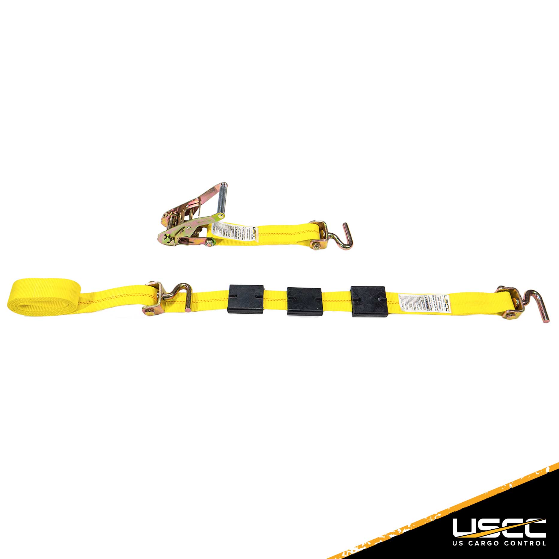 Wheel Strap with 3 Swivel J Hooks w 90 degree hook angle Ratchet and 3 Adjustable Rubber Cleats image 4 of 10