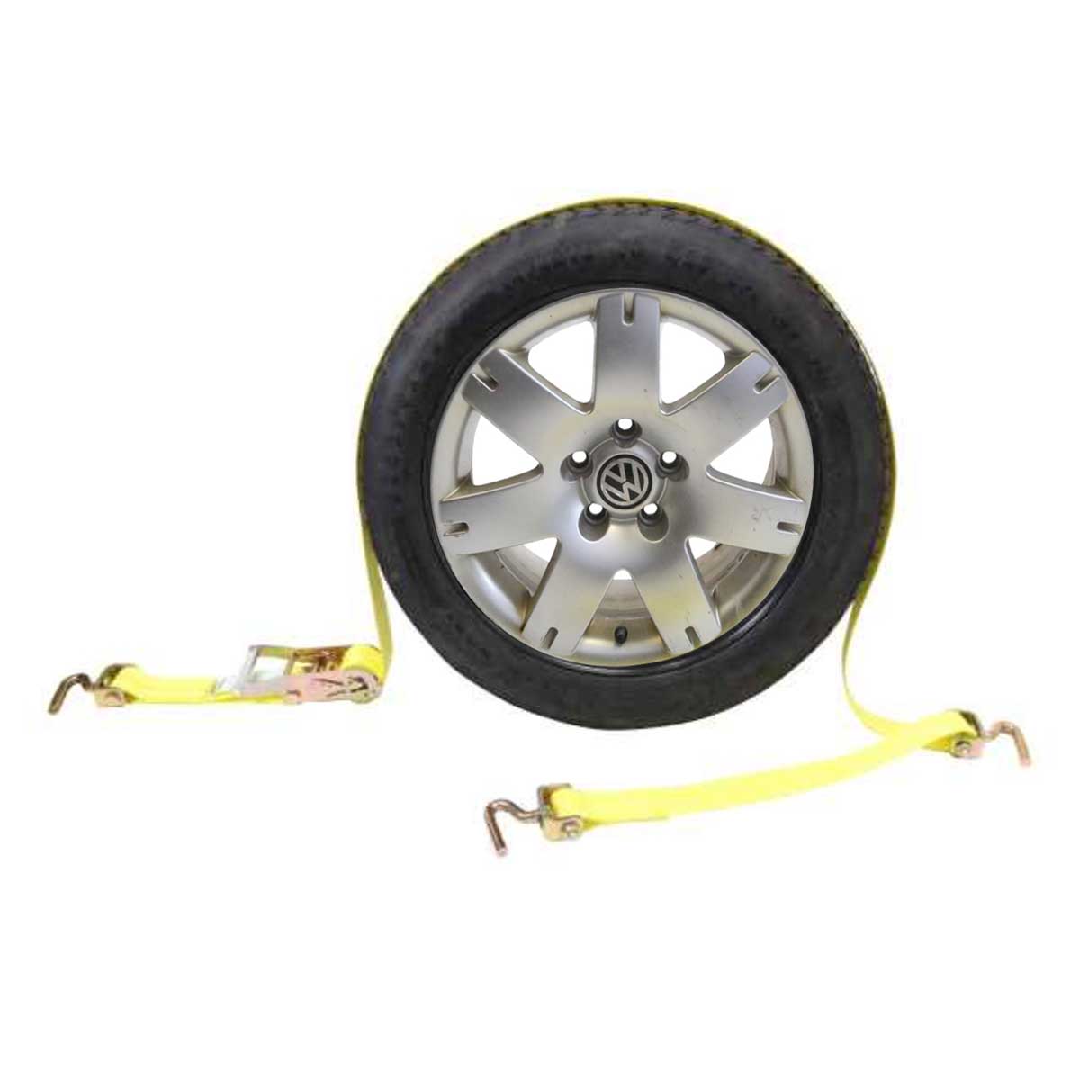 Wheel Strap w 3 Swivel J Hooks with 90 degree hook angle & Ratchet image 1 of 9