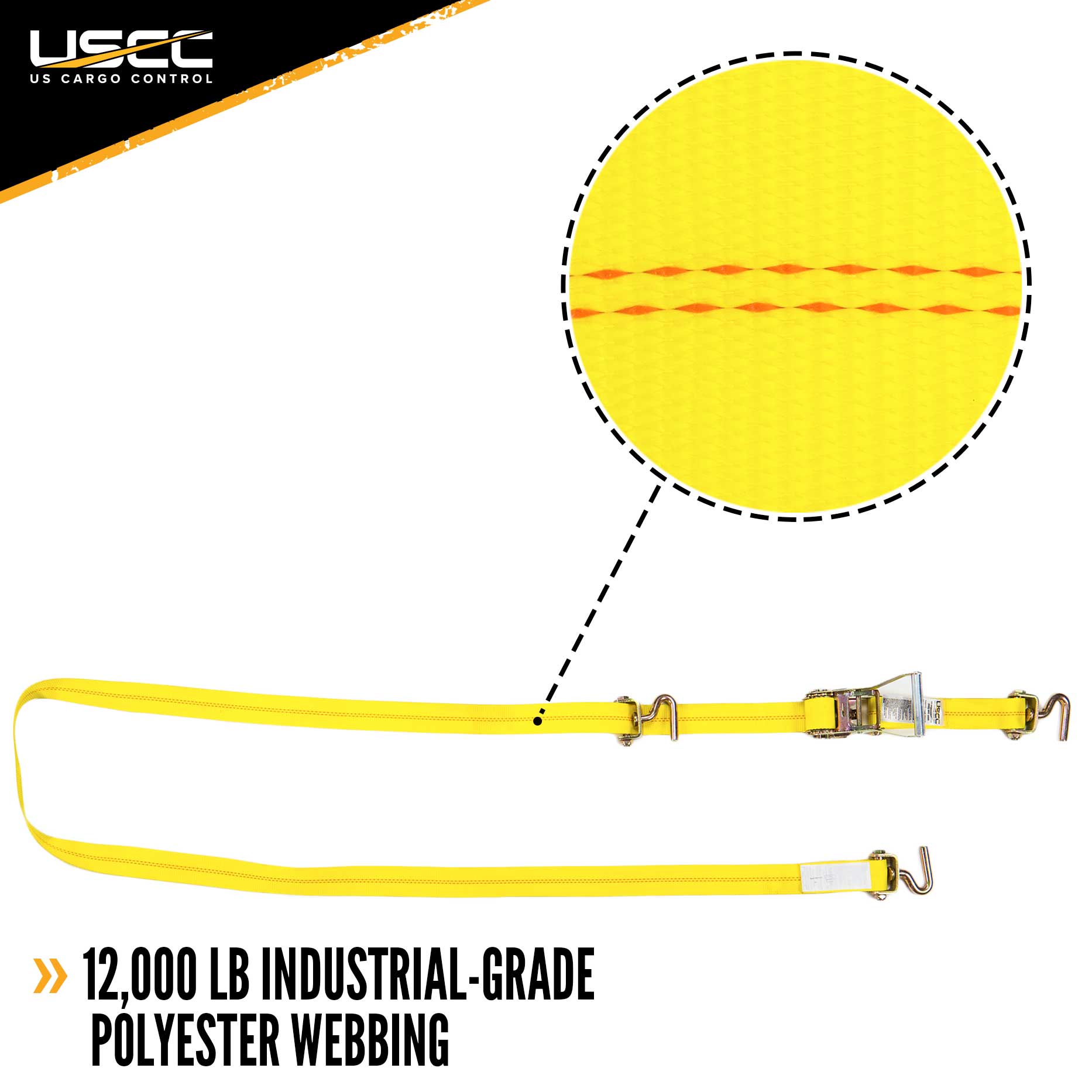 Wheel Strap w 3 Swivel J Hooks with 90 degree hook angle & Ratchet image 2 of 9