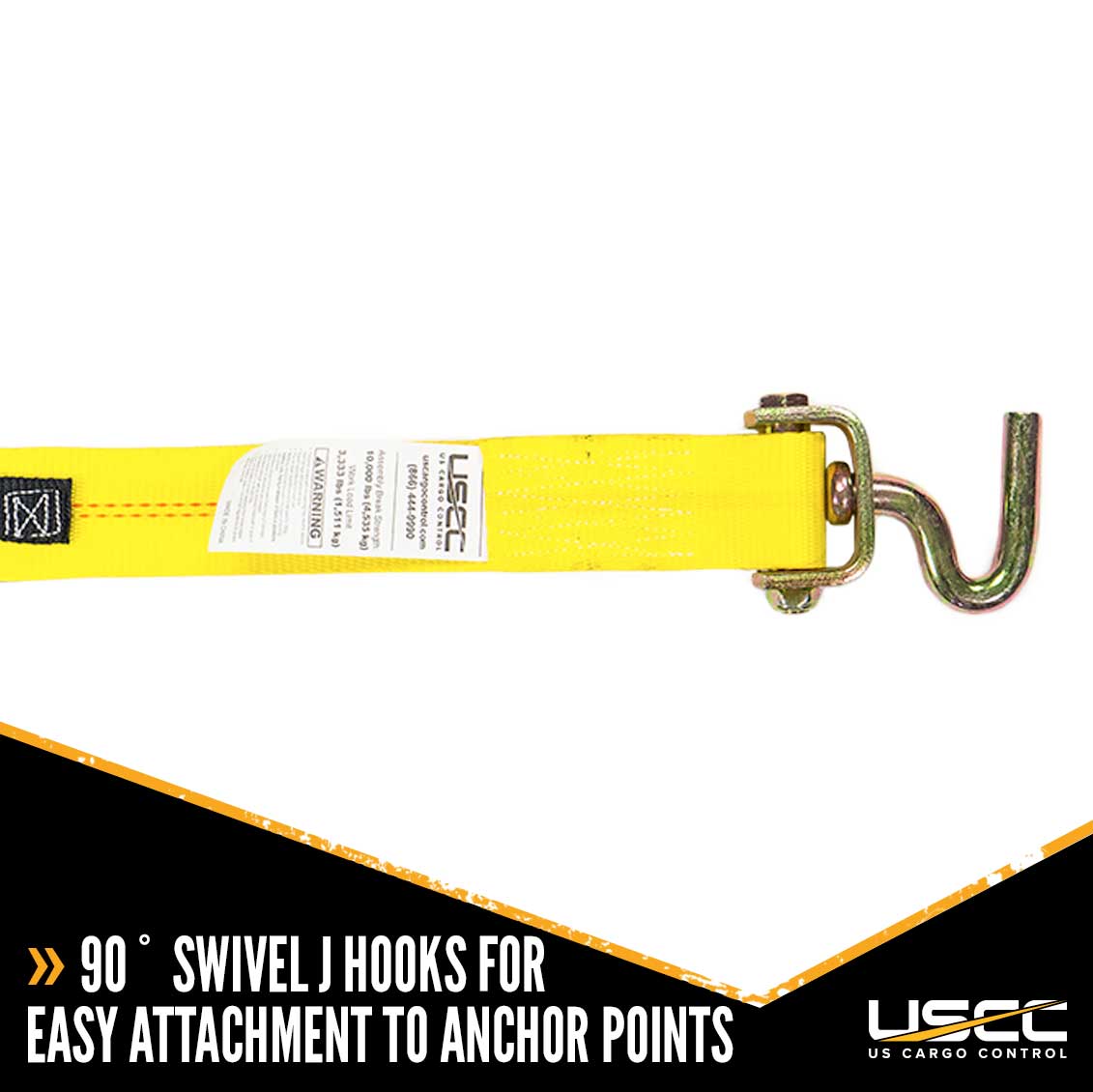 Wheel Strap with 3 Swivel J Hooks with 90 degree hook angle Ratchet and 3 Fixed Rubber Cleats image 3 of 9