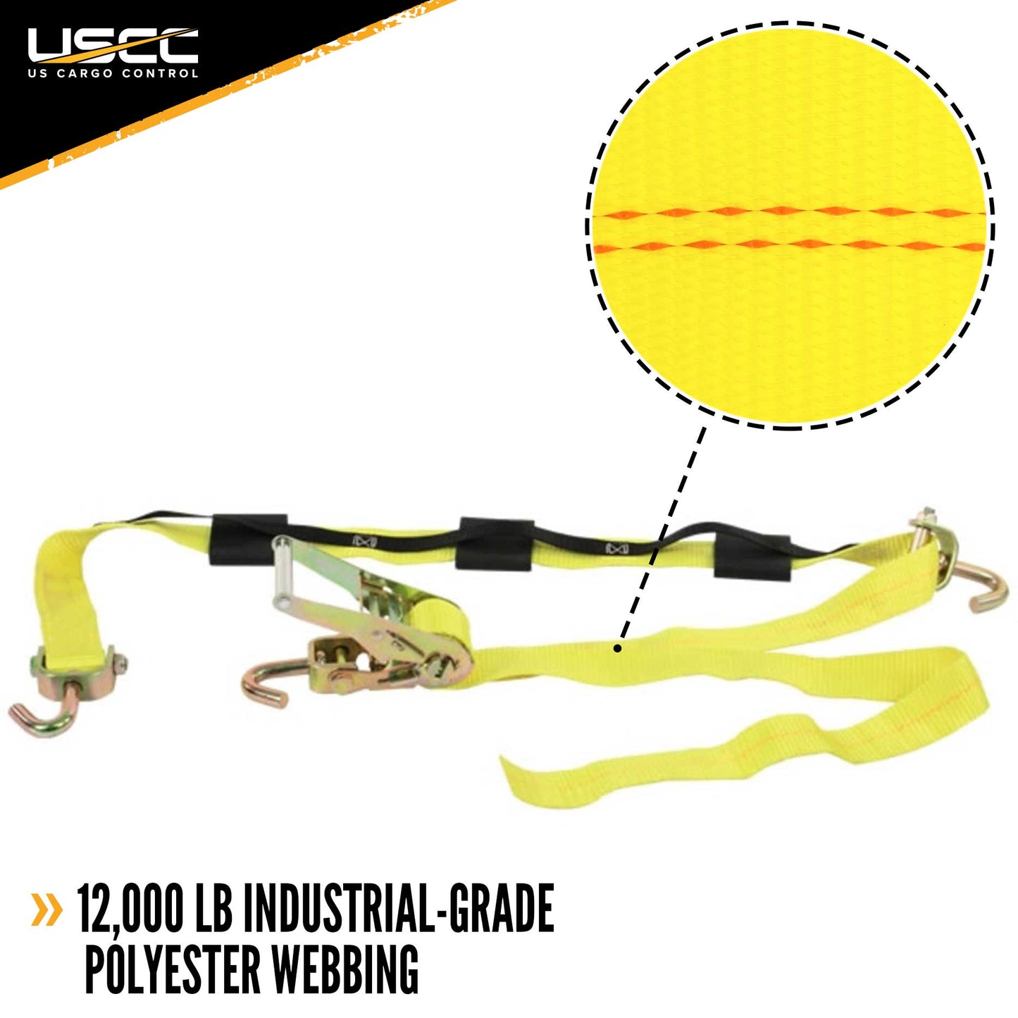 Car Carrier Strap w Swivel Hooks & Fixed Rubber Blocks & Ratchet 4 Pack image 2 of 10