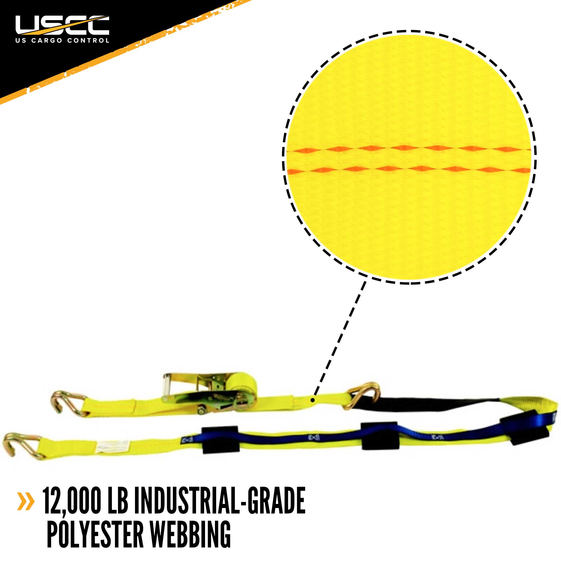 2 inch x 11 foot Car Carrier Ratchet Strap w Wire Hooks & 3 Rubber Cleats 4 Pack image 3 of 9