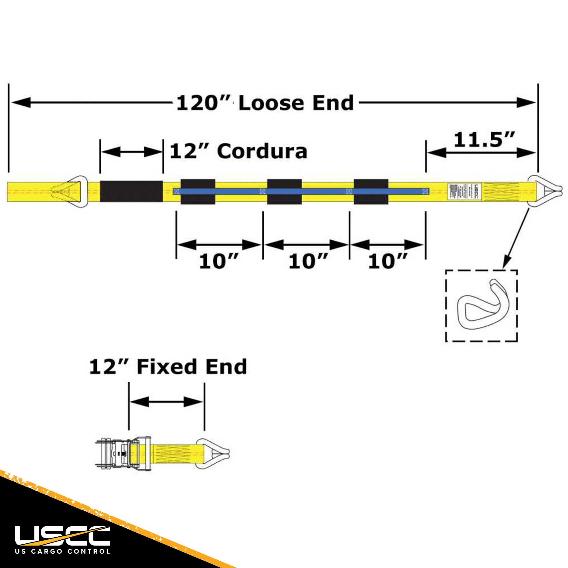 2 inch x 11 foot Car Carrier Ratchet Strap w Wire Hooks & 3 Rubber Cleats 4 Pack image 4 of 9