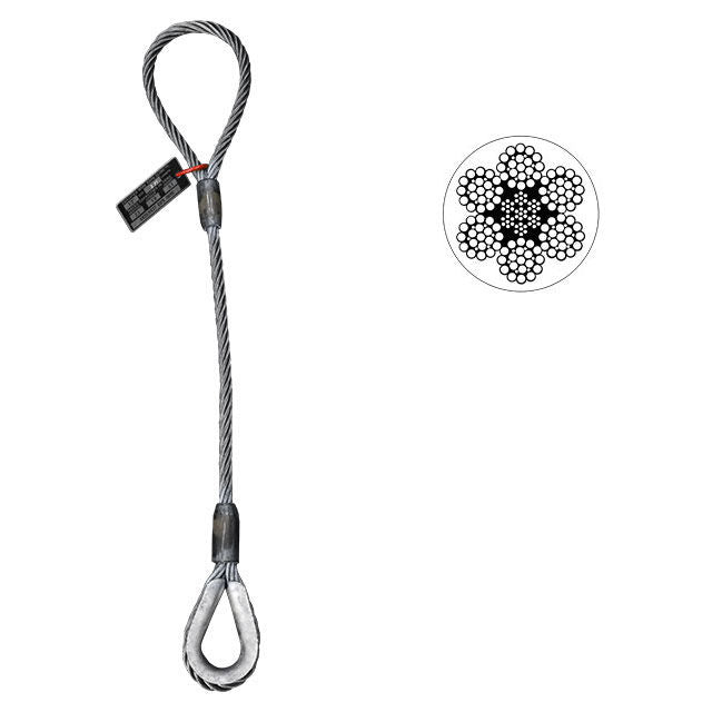 Wire Rope Sling Single Leg Eye and Thimble 12 inch x 18 foot image 1 of 2