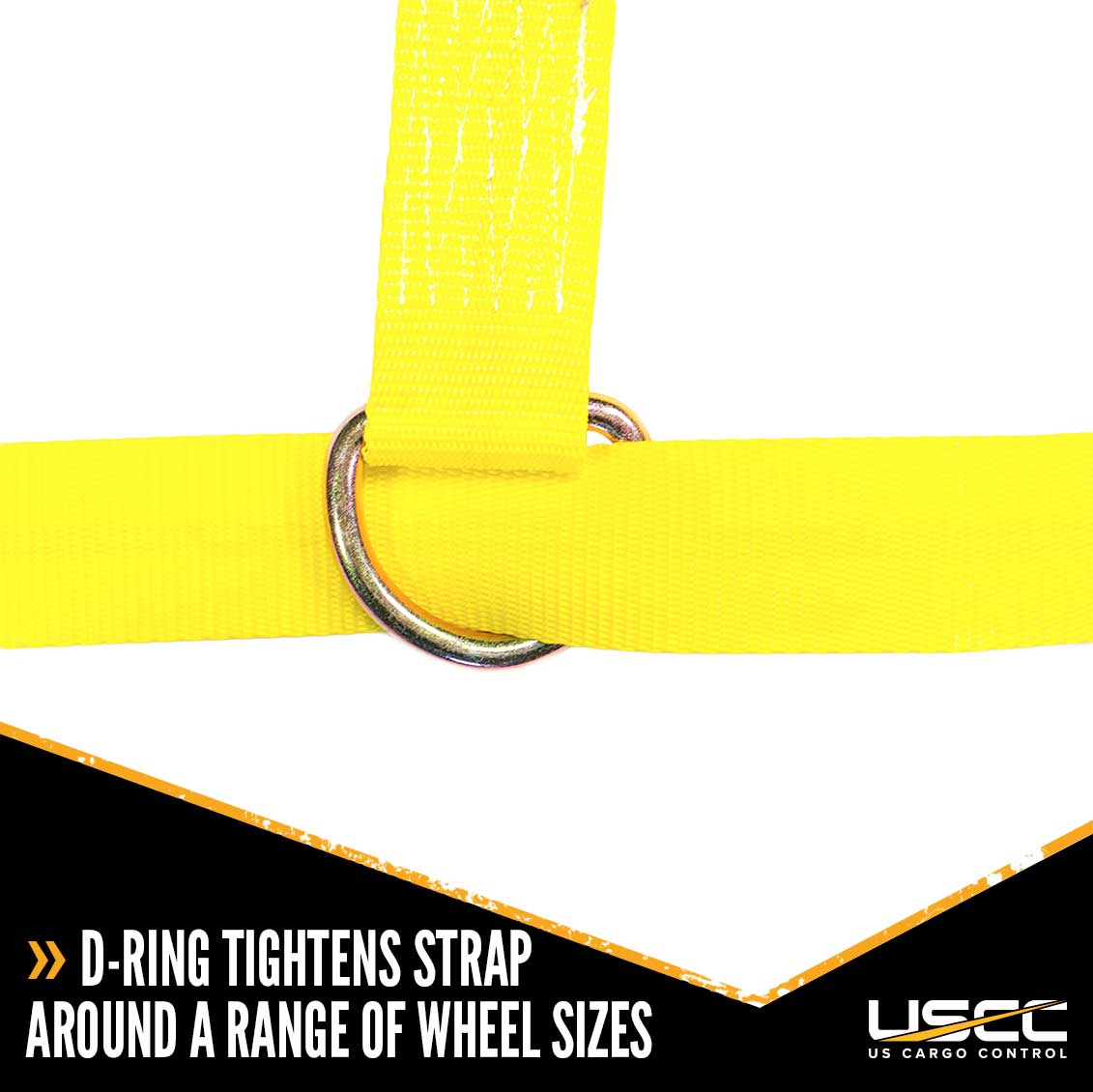 Yellow Adjustable Tow Dolly Strap with 2 Top Strap and Flat Hook image 6 of 7