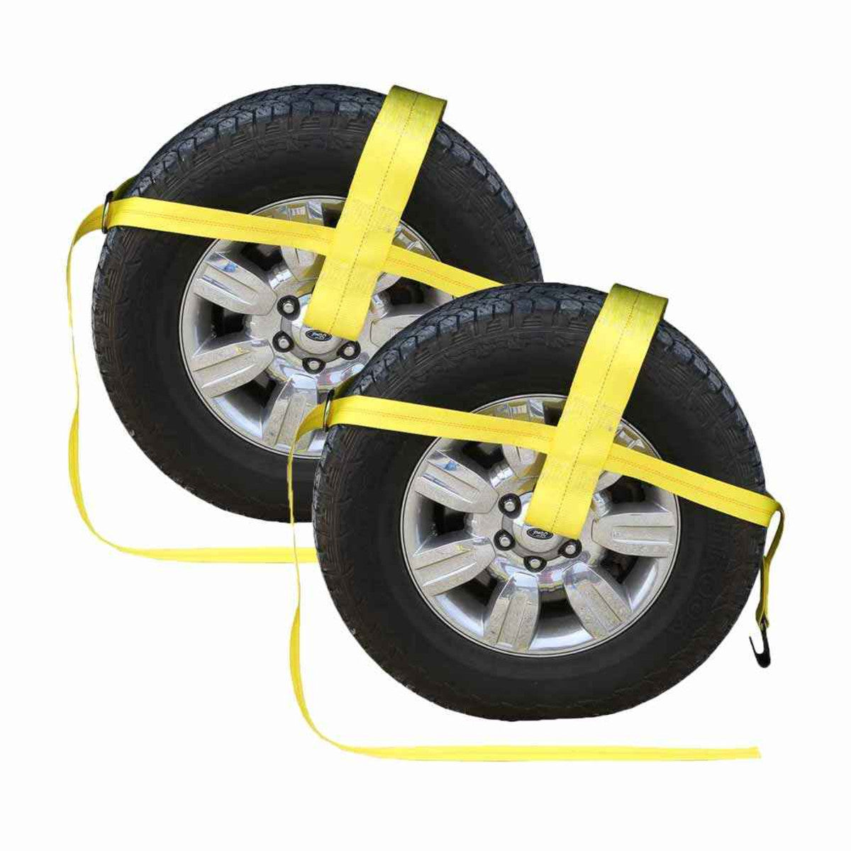 Yellow Adjustable Tow Dolly Strap with 4 Top Strap and Flat Hook 2 pack image 1 of 8