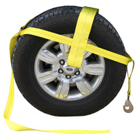 Yellow Adjustable Tow Dolly Strap with 4 Top Strap and Twisted Snap Hook image 1 of 7